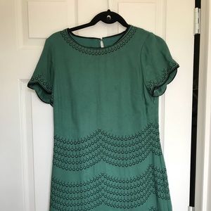 Boden embroidered emerald dress